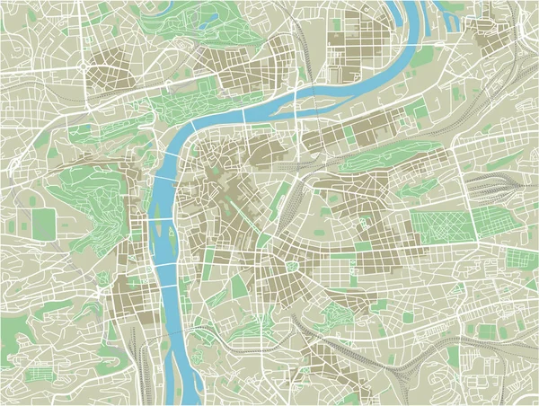 Mappa Della Città Vettoriale Praga Con Strati Separati Ben Organizzati — Vettoriale Stock