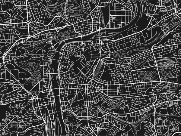 Черно Белая Векторная Карта Праги Хорошо Организованными Разделенными Слоями — стоковый вектор