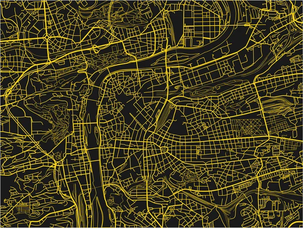 Mapa Cidade Vetorial Preto Amarelo Praga Com Camadas Separadas Bem — Vetor de Stock