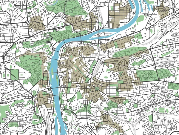 Carte Ville Prague Vecteur Coloré — Image vectorielle
