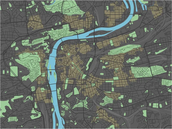 Praga Mapa Vetorial Com Cores Escuras — Vetor de Stock