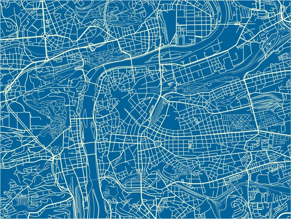 Mapa Praga Vectorial Azul Blanco Con Capas Separadas Bien Organizadas — Vector de stock