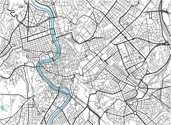 Vetor Preto Branco Mapa Cidade Roma Com Camadas Separadas Bem — Vetor de Stock