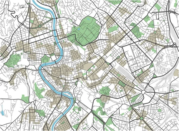 Mappa Colorata Della Città Vettoriale Roma — Vettoriale Stock