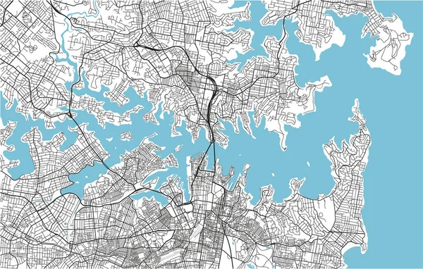 Mapa Cidade Vetorial Preto Branco Sydney Com Camadas Separadas Bem — Vetor de Stock