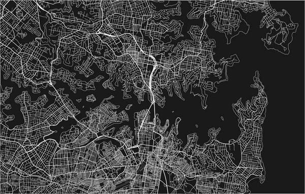 Mapa Cidade Vetorial Preto Branco Sydney Com Camadas Separadas Bem — Vetor de Stock