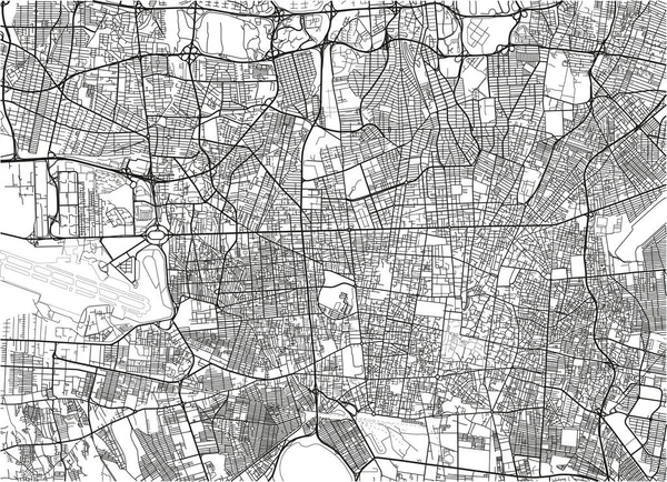 德黑兰黑白相间的城市地图 层次分明 层次分明 — 图库矢量图片