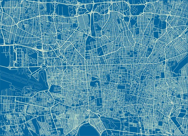 Синяя Белая Векторная Карта Тегерана Хорошо Организованными Разделенными Слоями — стоковый вектор