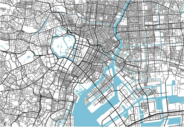 Mapa Cidade Vetorial Preto Branco Tóquio Com Camadas Separadas Bem — Vetor de Stock