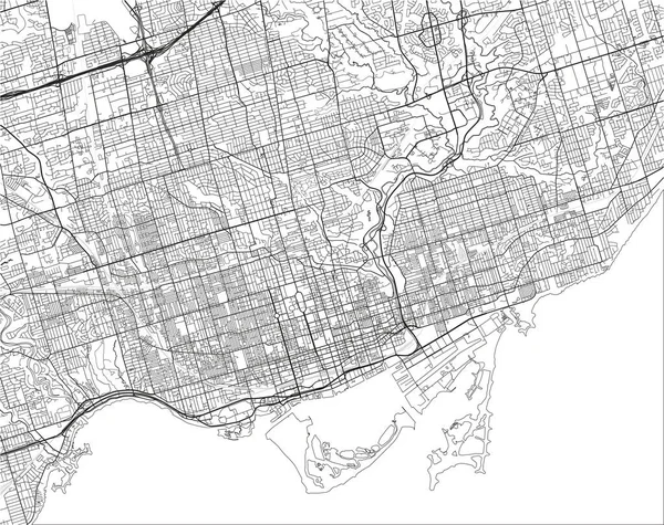 Черно Белая Векторная Карта Города Торонто Хорошо Организованными Разделенными Слоями — стоковый вектор