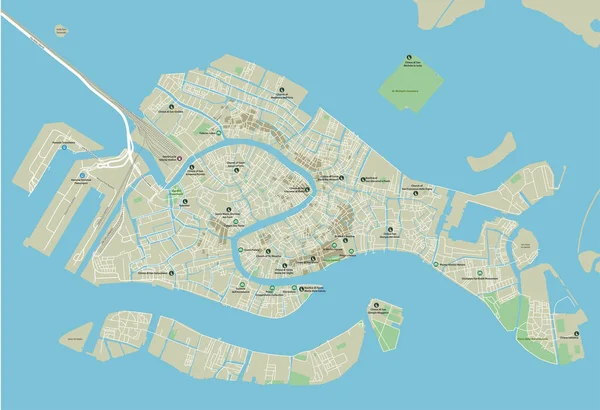 Mapa Cidade Veneza Vector Com Camadas Separadas Bem Organizadas — Vetor de Stock