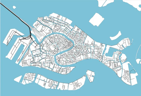 Черно Белая Векторная Карта Венеции Хорошо Организованными Разделенными Слоями — стоковый вектор
