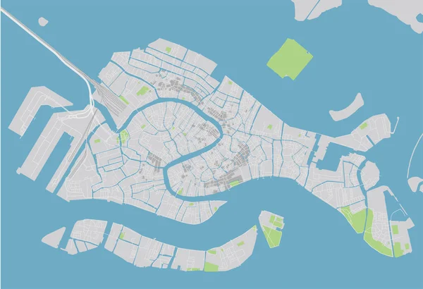 Vector Χάρτη Της Πόλης Της Βενετίας Καλά Οργανωμένες Χωριστά Στρώματα — Διανυσματικό Αρχείο