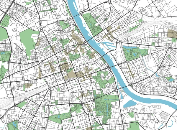 Mapa Colorido Cidade Vetorial Varsóvia — Vetor de Stock