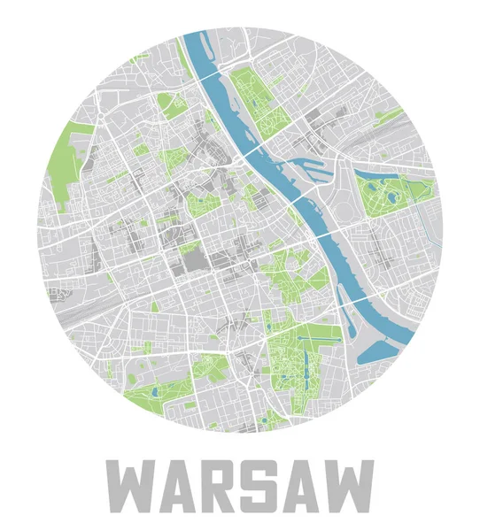 Minimalistic Warsaw City Map Icon — Stock Vector
