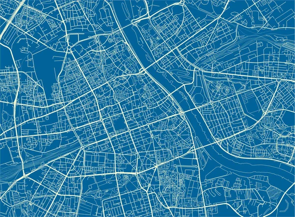 Mapa Cidade Vetorial Azul Branco Varsóvia Com Camadas Separadas Bem — Vetor de Stock
