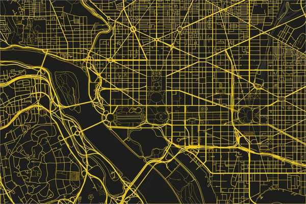 Mapa Washington Vector Negro Amarillo Con Capas Separadas Bien Organizadas — Vector de stock