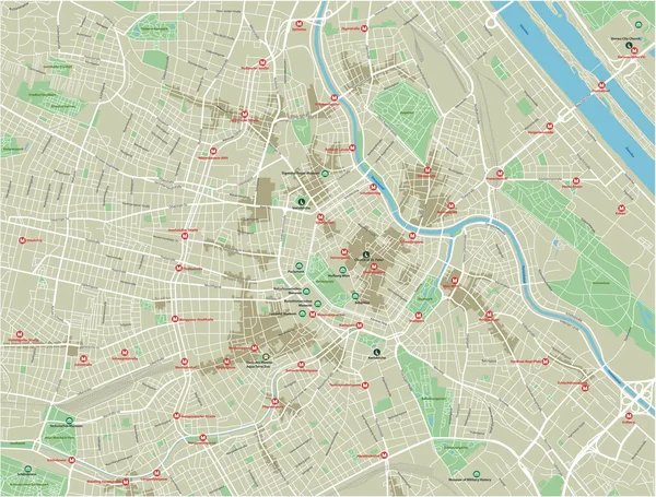 Vektor Stadtplan Von Wien Mit Gut Organisierten Getrennten Ebenen — Stockvektor