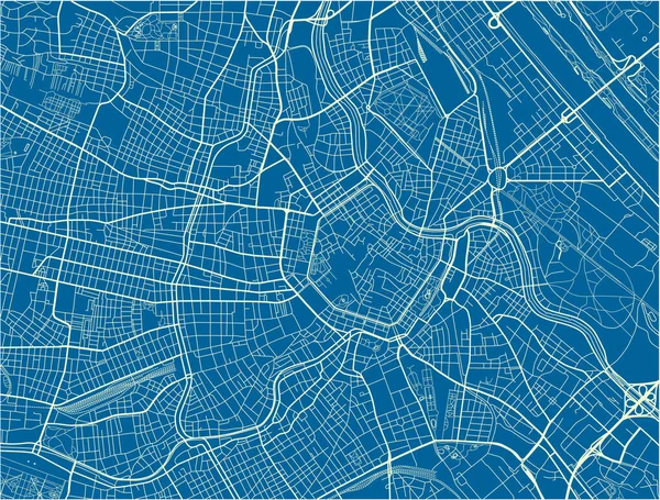 Blau Weißer Vektor Stadtplan Von Wien Mit Gut Organisierten Getrennten — Stockvektor