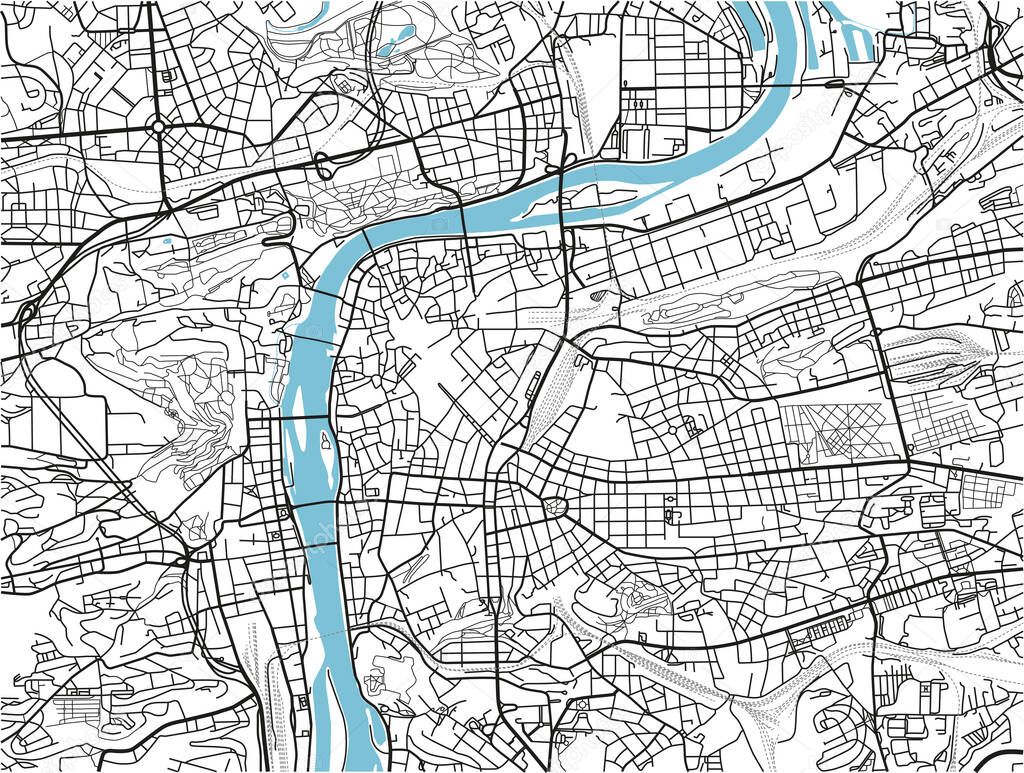 Black and white vector city map of Prague with well organized separated layers.