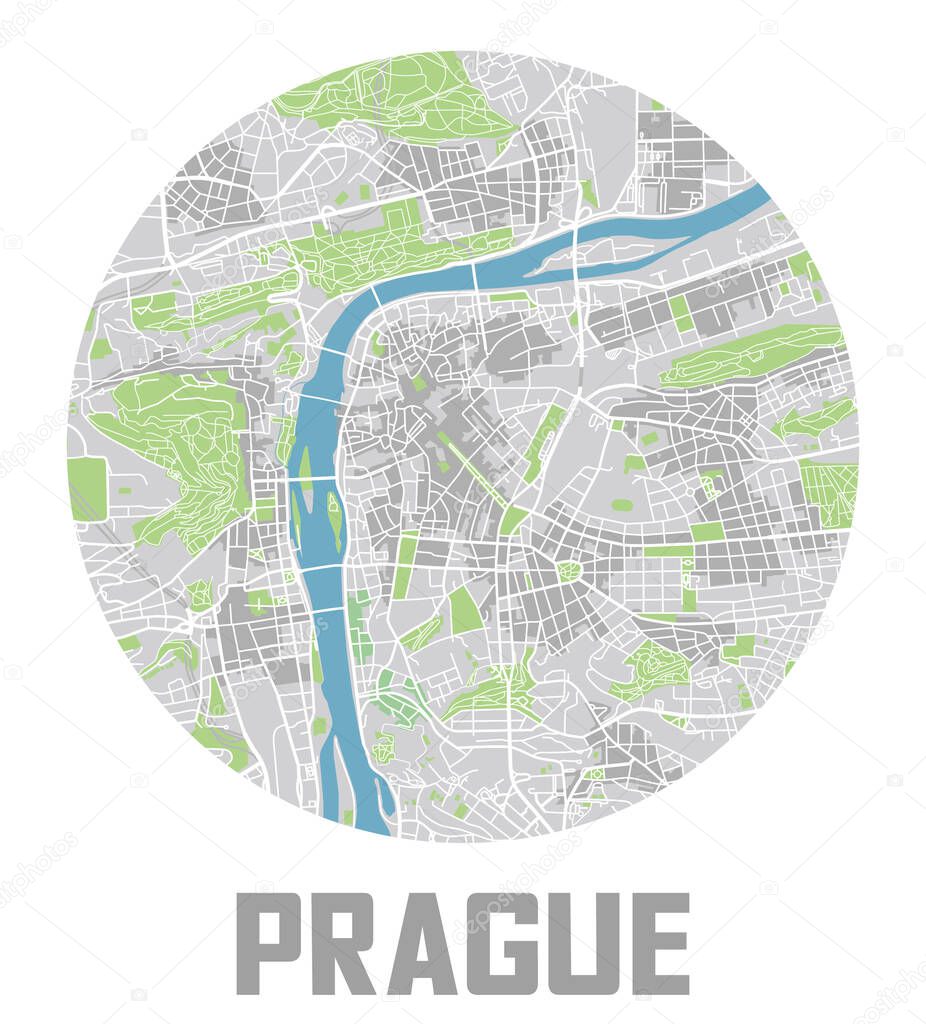 Minimalistic Prague city map icon.