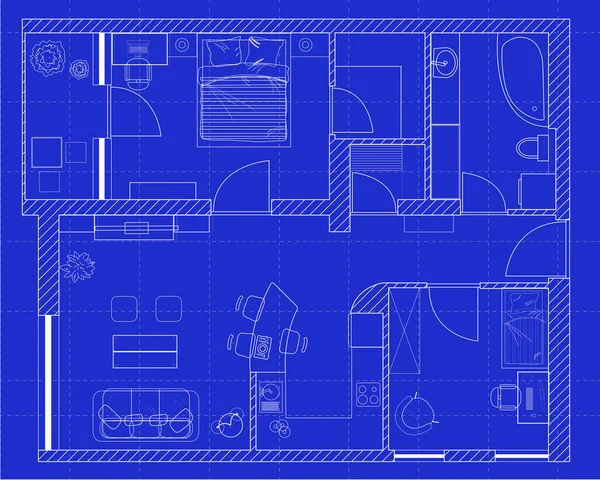 План Білої Підлоги Ескіз Будинку Міліметровому Папері — стоковий вектор