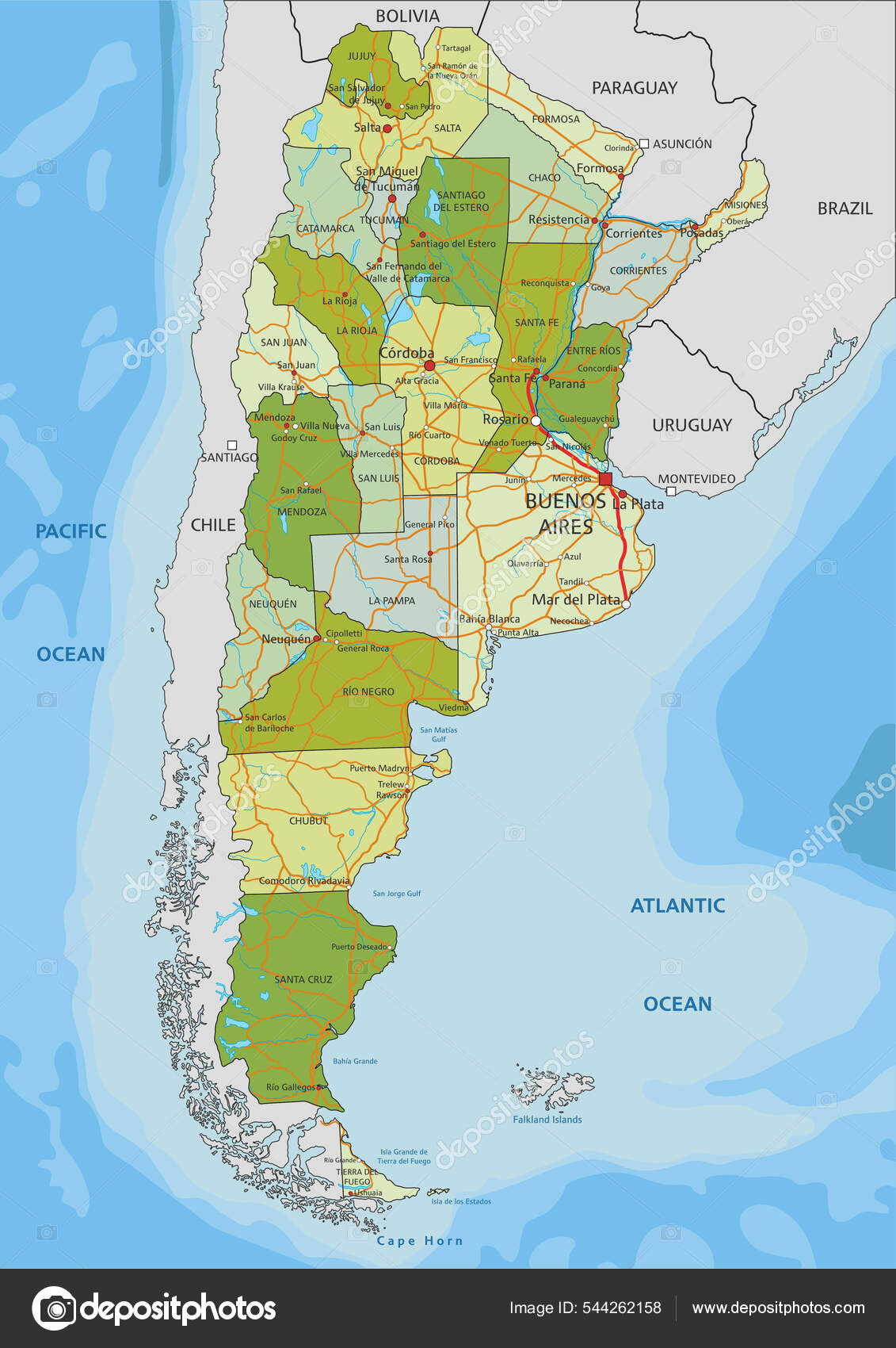 Vetores de Mapa Físico Detalhado Elevado De Portugal e mais