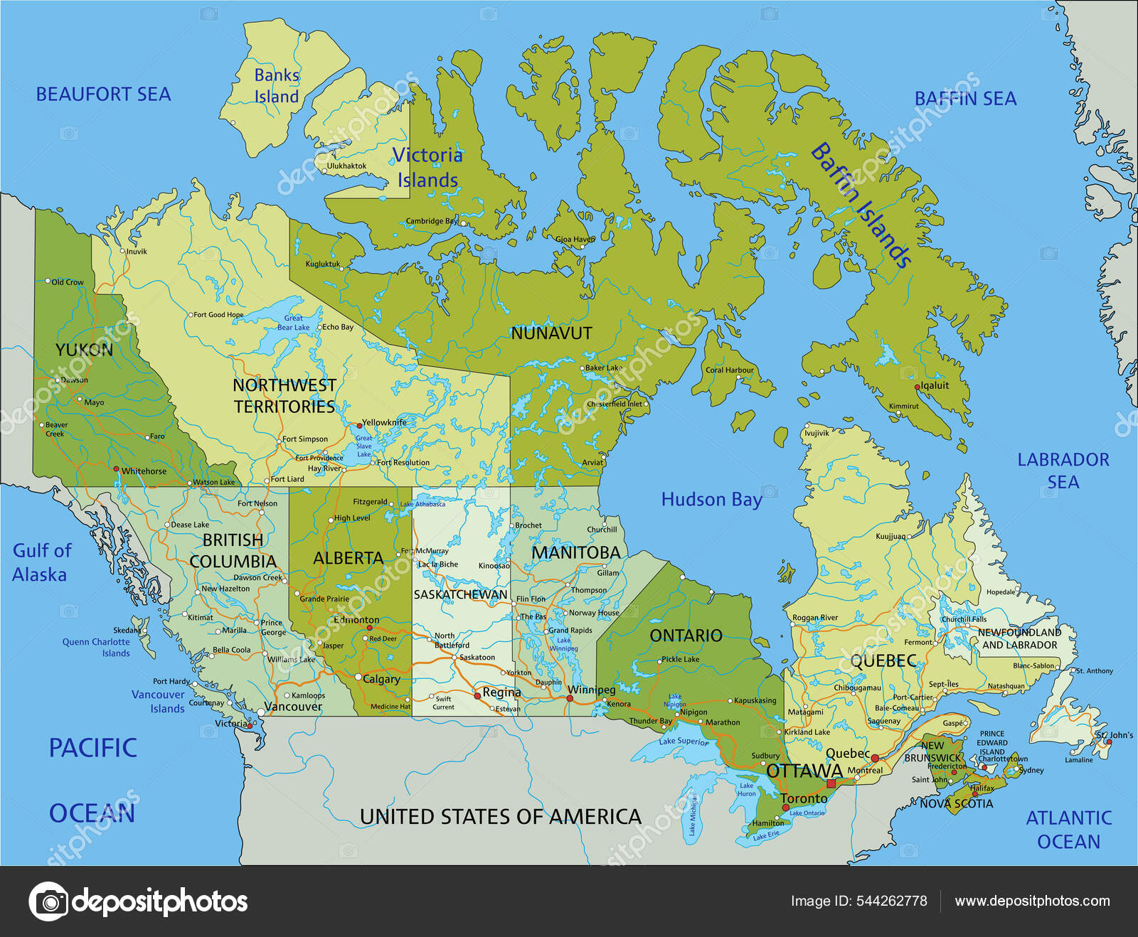 Highly Detailed Editable Political Map Separated Layers Canada Stock ...