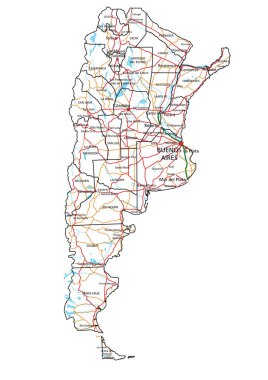 Arjantin yolu ve otoyol haritası. Vektör illüstrasyonu.