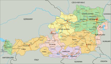 Austria - Highly detailed editable political map with labeling. clipart