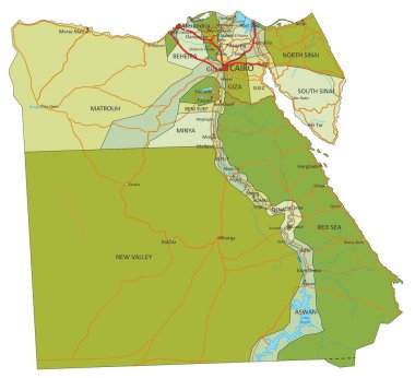 Highly detailed editable political map with separated layers. Egypt. clipart