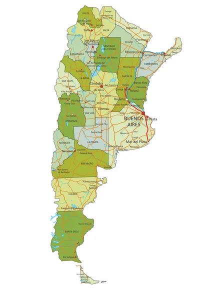 Высоко Детализированная Редактируемая Политическая Карта Разделенными Слоями Аргентина — стоковый вектор
