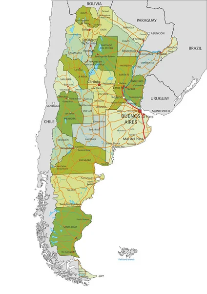 Mapa Político Editable Altamente Detallado Con Capas Separadas Argentina — Vector de stock