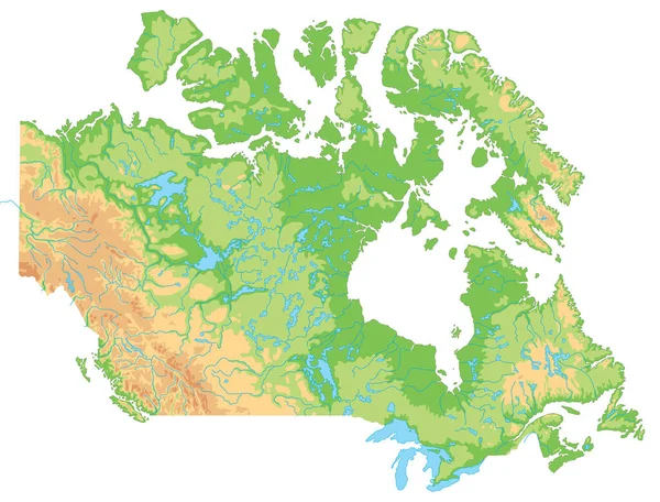 Mapa Físico Canadá Alto Detallado — Archivo Imágenes Vectoriales