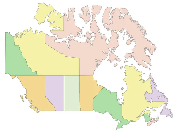 Καναδάς Εξαιρετικά Λεπτομερής Επεξεργάσιμος Πολιτικός Χάρτης — Διανυσματικό Αρχείο