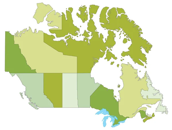 Εξαιρετικά Λεπτομερής Επεξεργάσιμος Πολιτικός Χάρτης Ξεχωριστά Στρώματα Καναδάς — Διανυσματικό Αρχείο