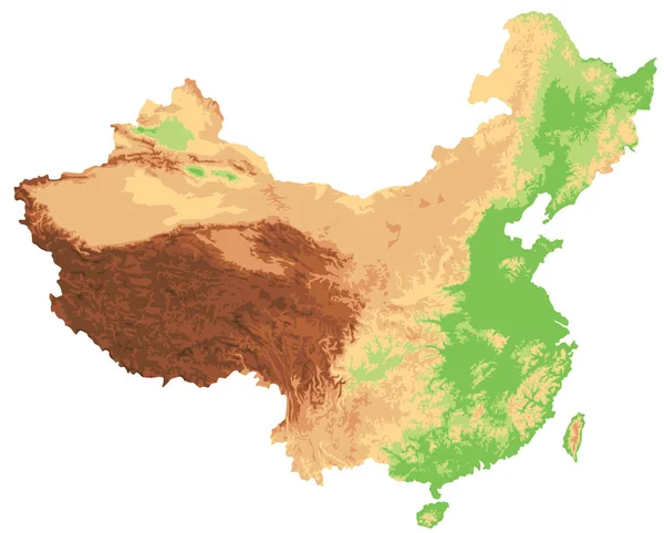 Hoch Detaillierte Physische Karte Chinas — Stockvektor