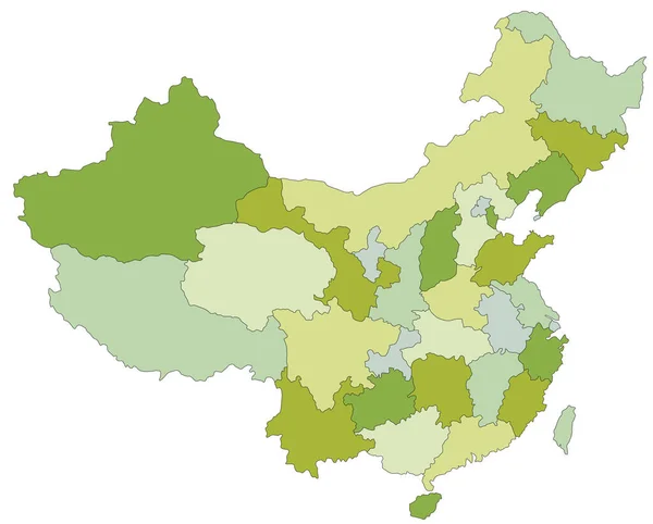 Hoch Detaillierte Editierbare Politische Landkarte Mit Getrennten Ebenen China — Stockvektor