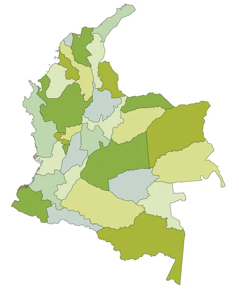 Ayrık Katmanlı Son Derece Detaylı Politik Harita Kolombiya — Stok Vektör