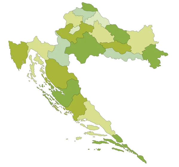 Vysoce Podrobná Upravitelná Politická Mapa Oddělenými Vrstvami Chorvatsko — Stockový vektor