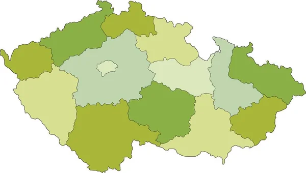 Hoch Detaillierte Editierbare Politische Landkarte Mit Getrennten Ebenen Tschechien — Stockvektor