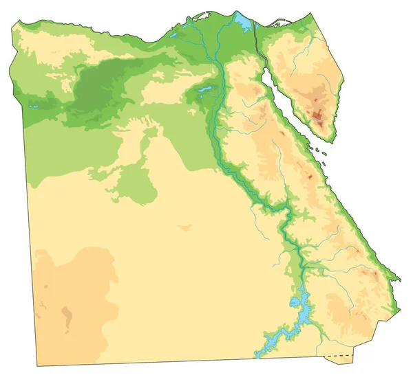 Mycket Detaljerad Egypten Fysisk Karta — Stock vektor