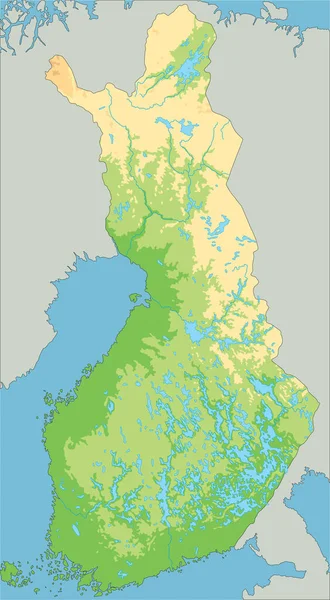 Физическая Карта Финляндии — стоковый вектор