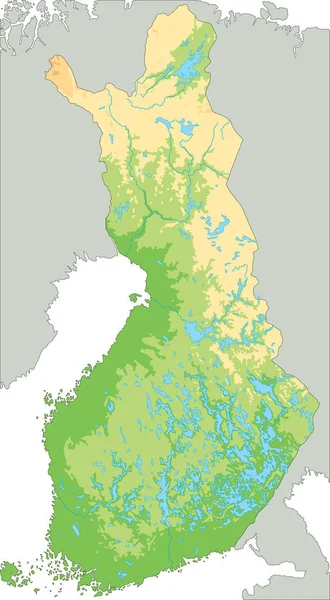 Carte Physique Détaillée Finlande — Image vectorielle