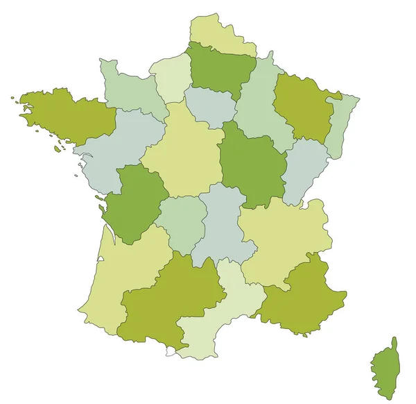 独立したレイヤーを持つ非常に詳細な編集可能な政治マップ フランス — ストックベクタ