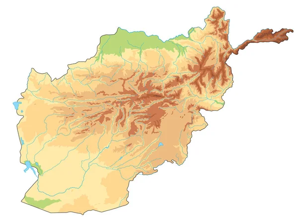 ラベル付きの非常に詳細なアフガニスタンの物理的な地図 — ストックベクタ