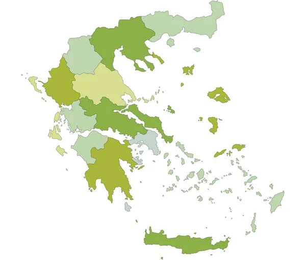 Vysoce Podrobná Upravitelná Politická Mapa Oddělenými Vrstvami Řecko — Stockový vektor