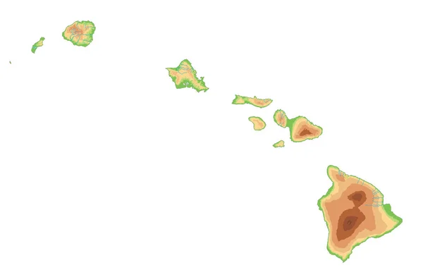 Висока Детальна Фізична Карта Гаваїв — стоковий вектор