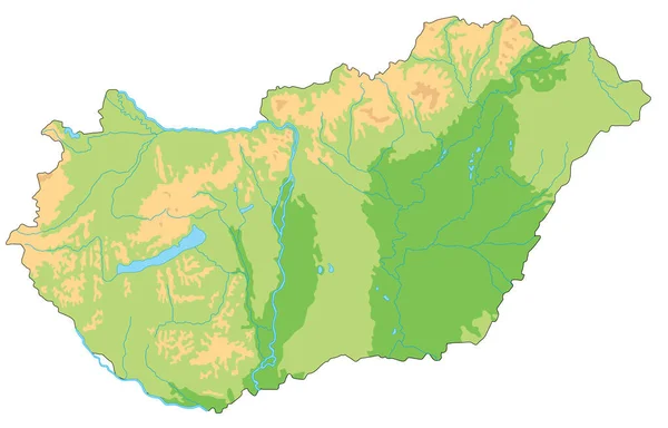 高度详细的匈牙利物理地图 — 图库矢量图片