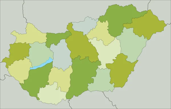 Mappa Politica Altamente Dettagliata Modificabile Con Livelli Separati Ungheria — Vettoriale Stock